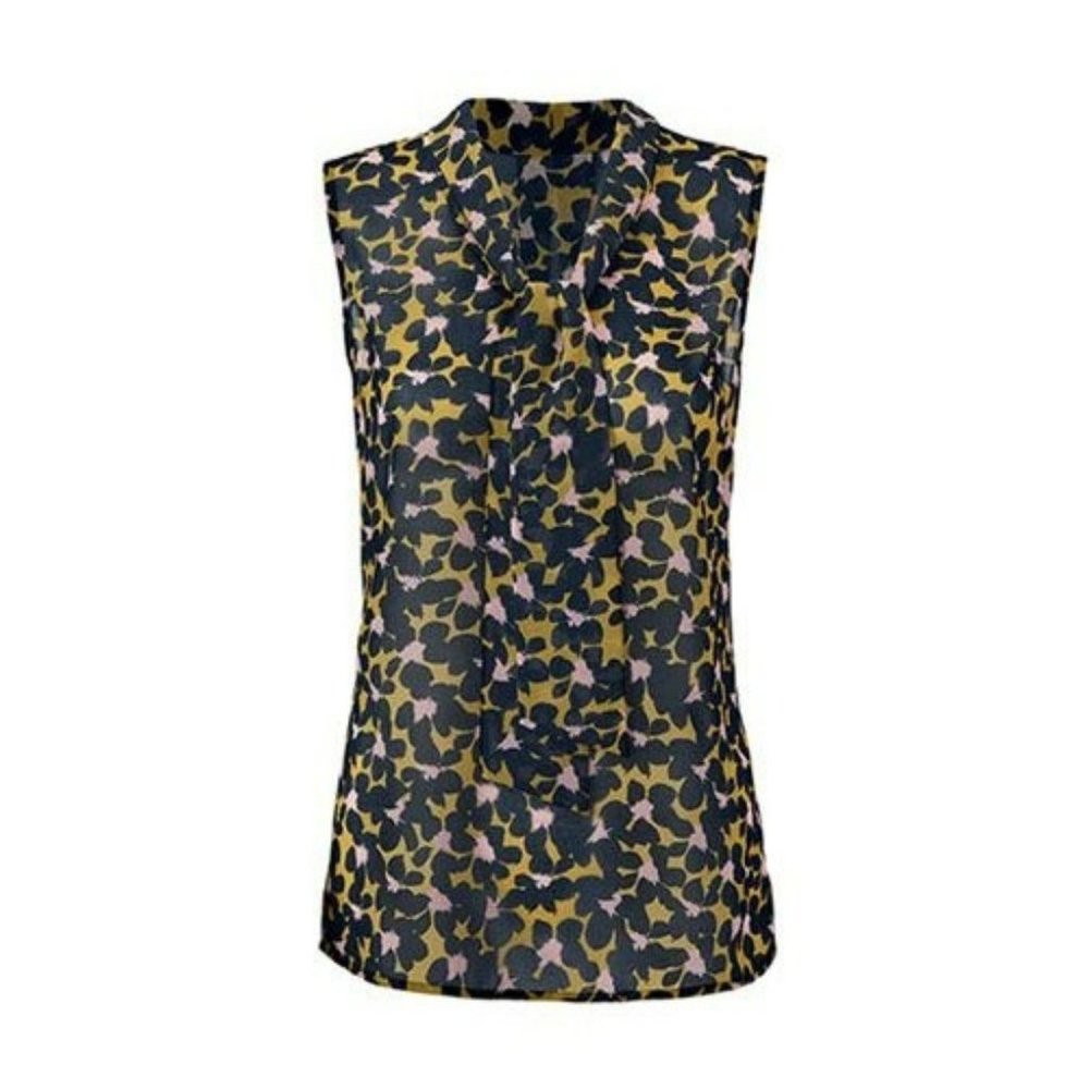 Blouse - Animal/Floral/Abstract - Sleveless - Navy/Pink/Yellow - Size L - cabi